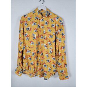 Western Frontier Mens Yellow Floral Long Sleeve Button-Up Western Shirt Large
